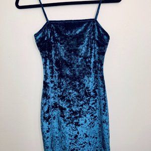 Windsor blue velvet mini dress form fitting